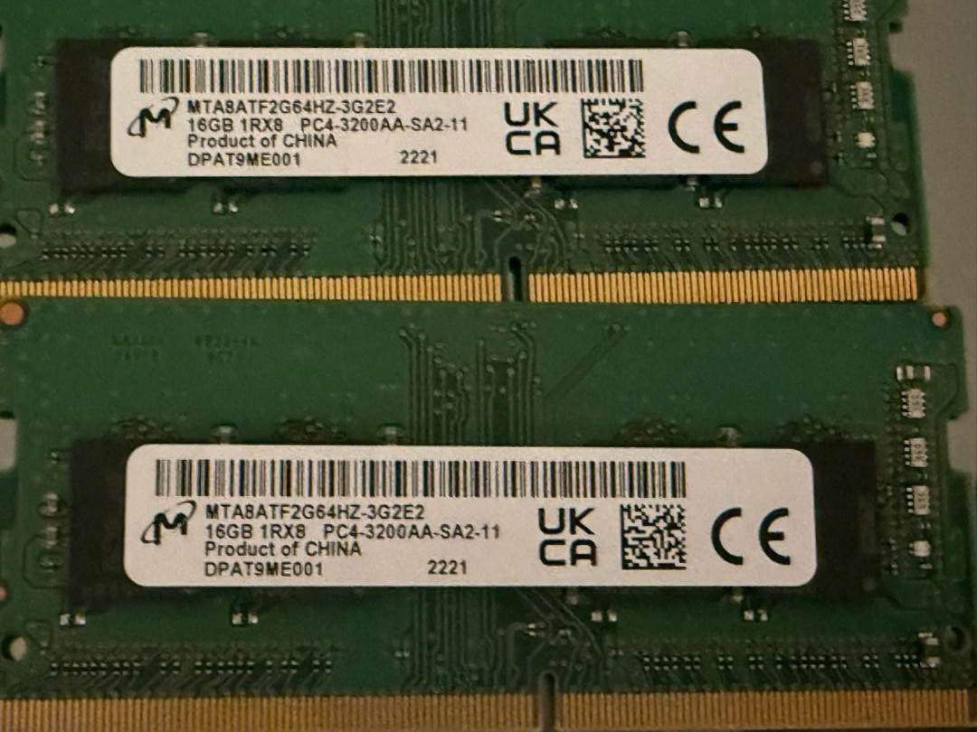 32GB (2x16GB) PC4-25600 DDR4-3200MHz 1Rx8 Micron MTA8ATF2G64HZ-3G2E2