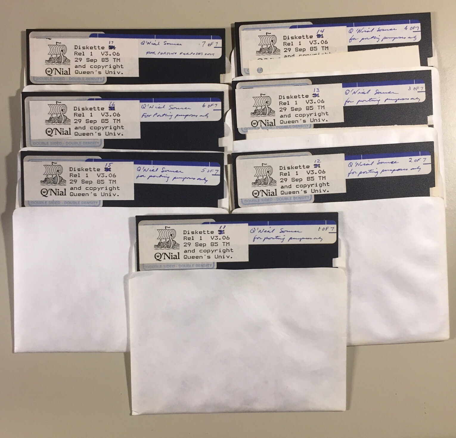 Vintage Q\'Nial Rel 1 V3.06 Queens\'s Univ. 5.25” Floppy Disks VHTF