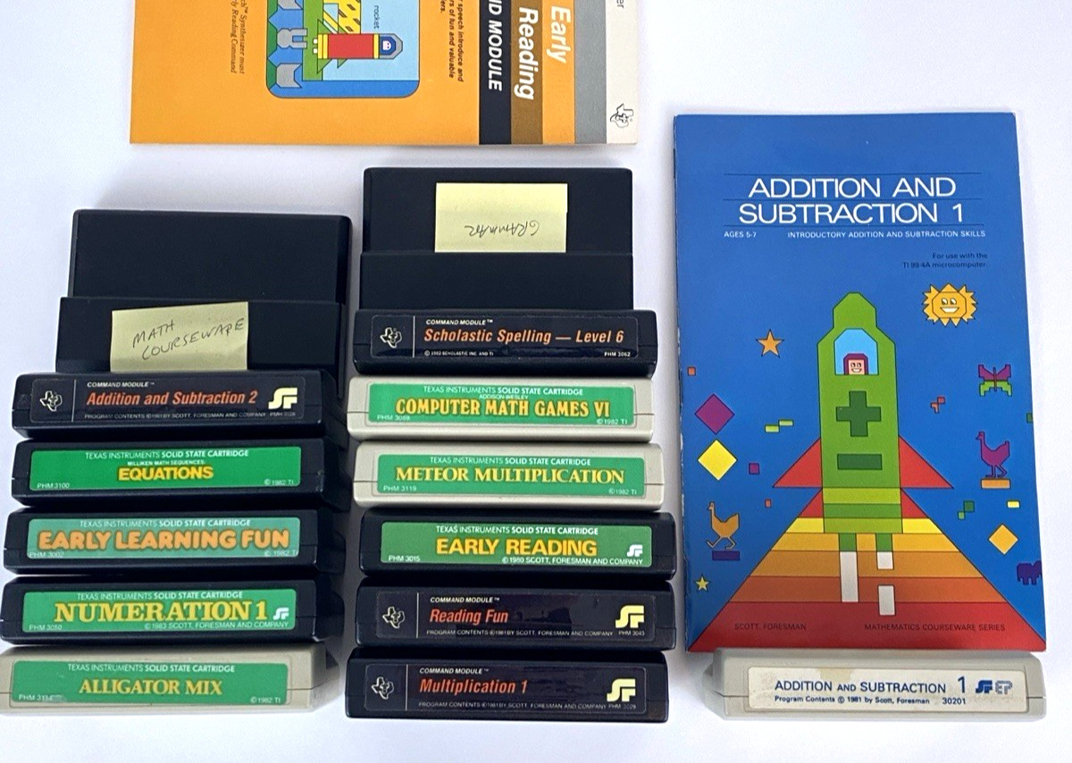TI-99/4A TI99 Scott Foresman Education 14 Cartridges Lot Vintage Computer Games TI-99/4A TI99 Scott Foresman Education 14 Cartridges Lot Vintage Computer Games