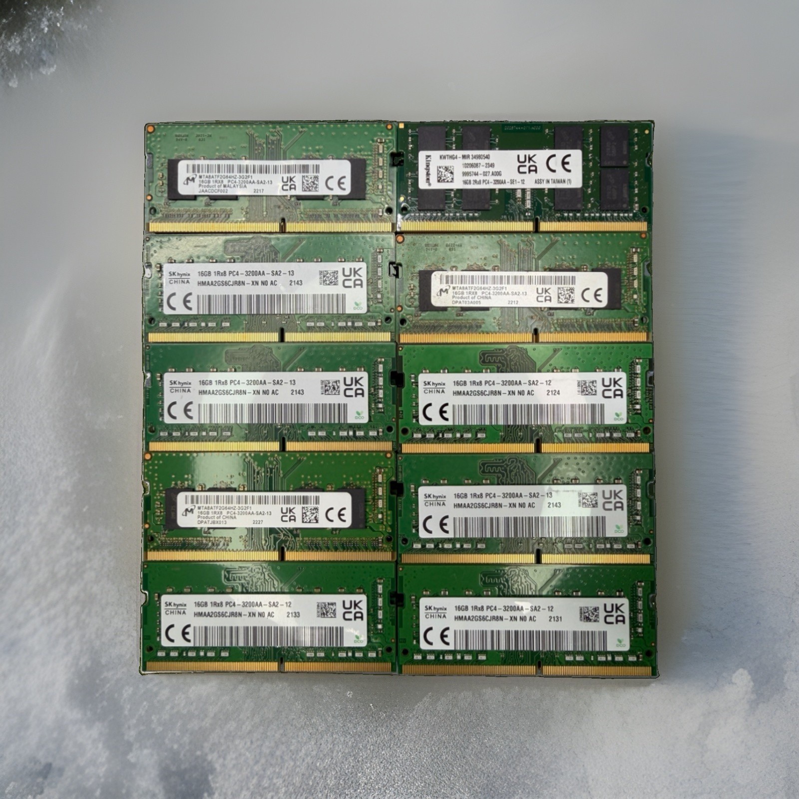 Lot of 50 16GB DDR4 3200MHz PC4-3200AA Laptop SODIMM RAM Mixed Brands