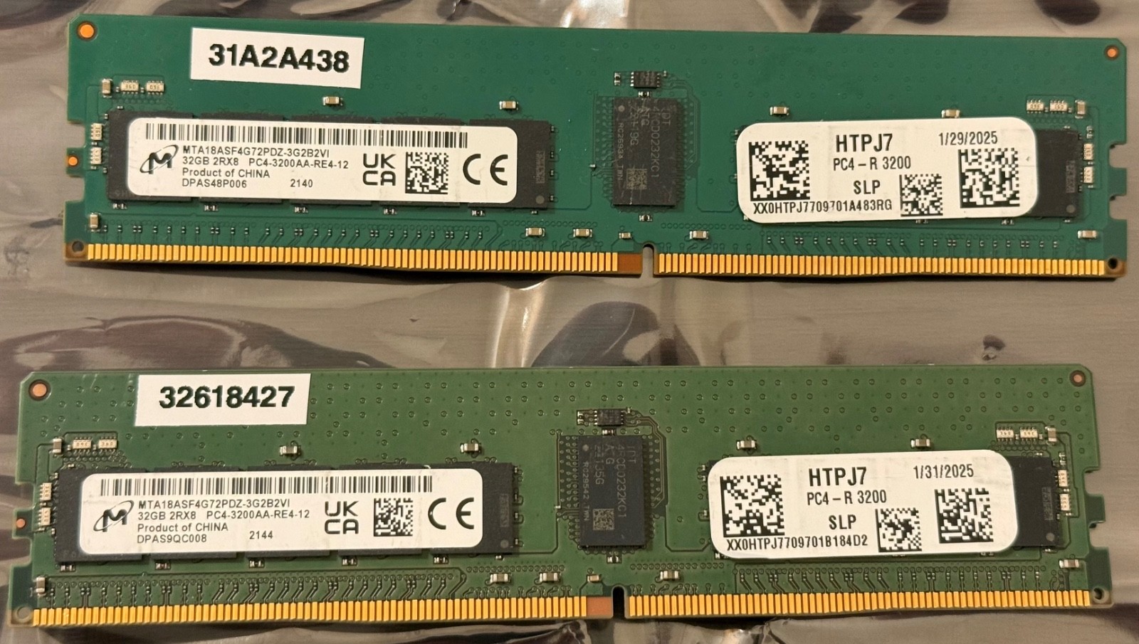 MTA18ASF4G72PDZ-3G2 Micron 32GB PC4-25600 DDR4-3200MHz ECC REG Dual Rank Memory