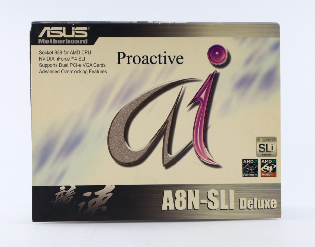 Vintage ASUS A8N-SLI Deluxe w/ Socket 939 4x DDR Ram W/ Extras Tested Working