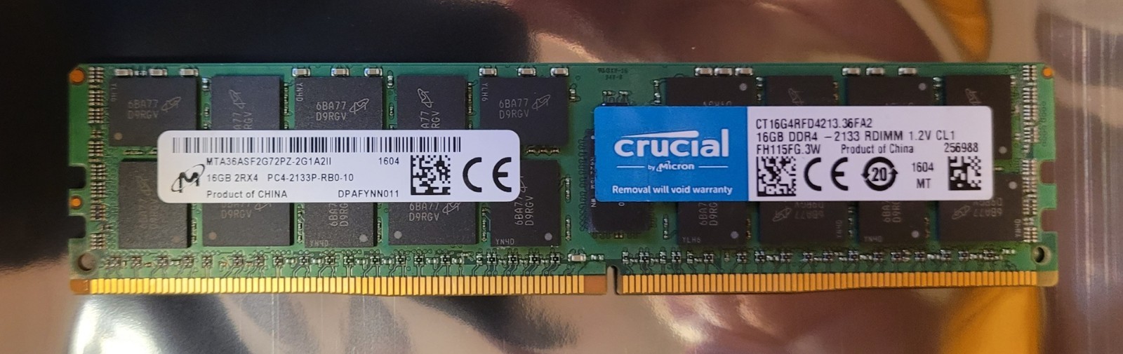 Micron DDR4 SDRAM 16GB 2Rx4 PC4-2133 MHz (PC4-17000P-R) RDIMM MTA36ASF2G72PZ-2G1 Micron DDR4 SDRAM 16GB 2Rx4 PC4-2133 MHz (PC4-17000P-R) RDIMM MTA36ASF2G72PZ-2G1