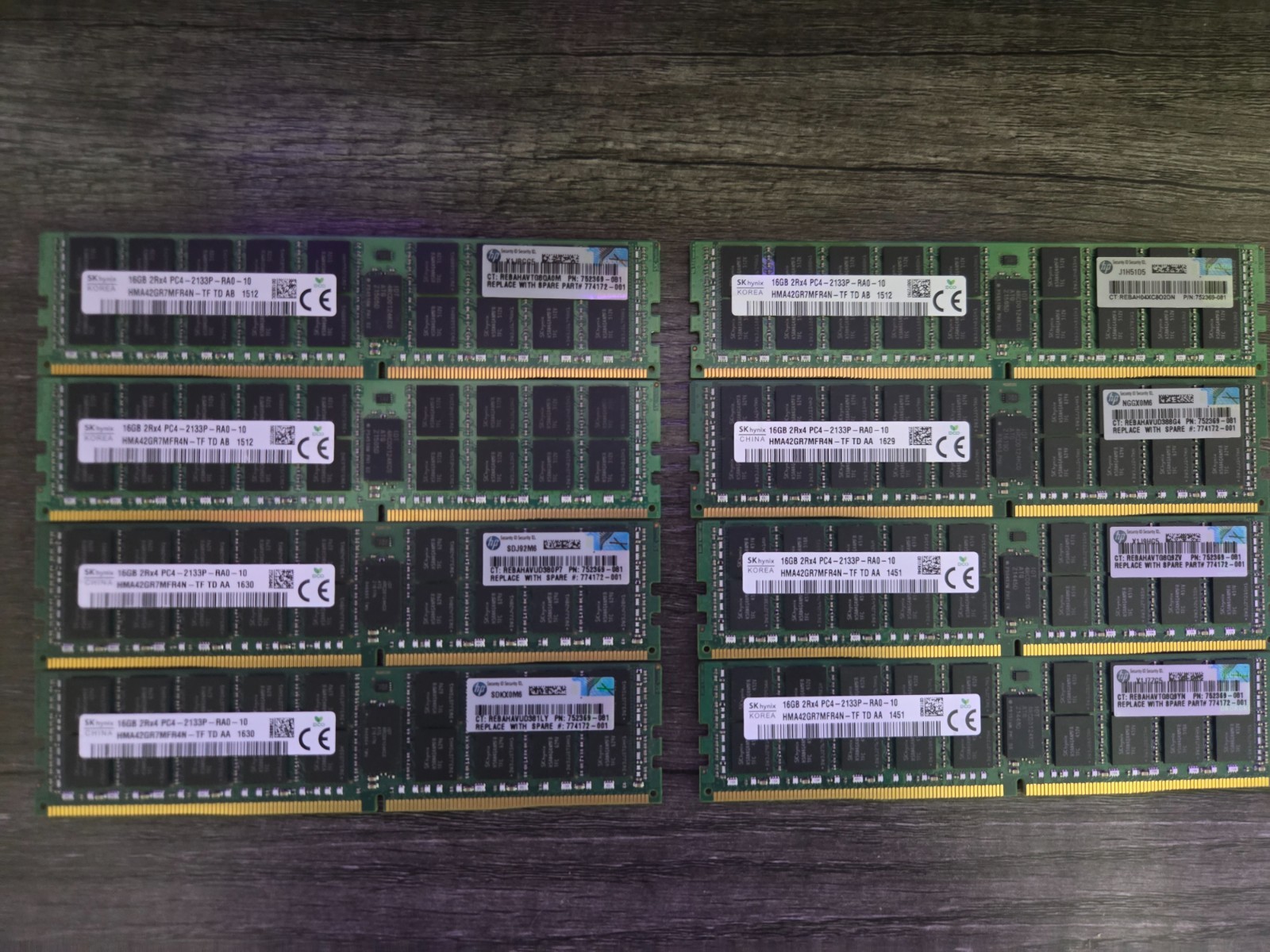 128GB (8x16GB) SK hynix DDR4-2133 ECC RDIMM HMA82GR7AFR8N