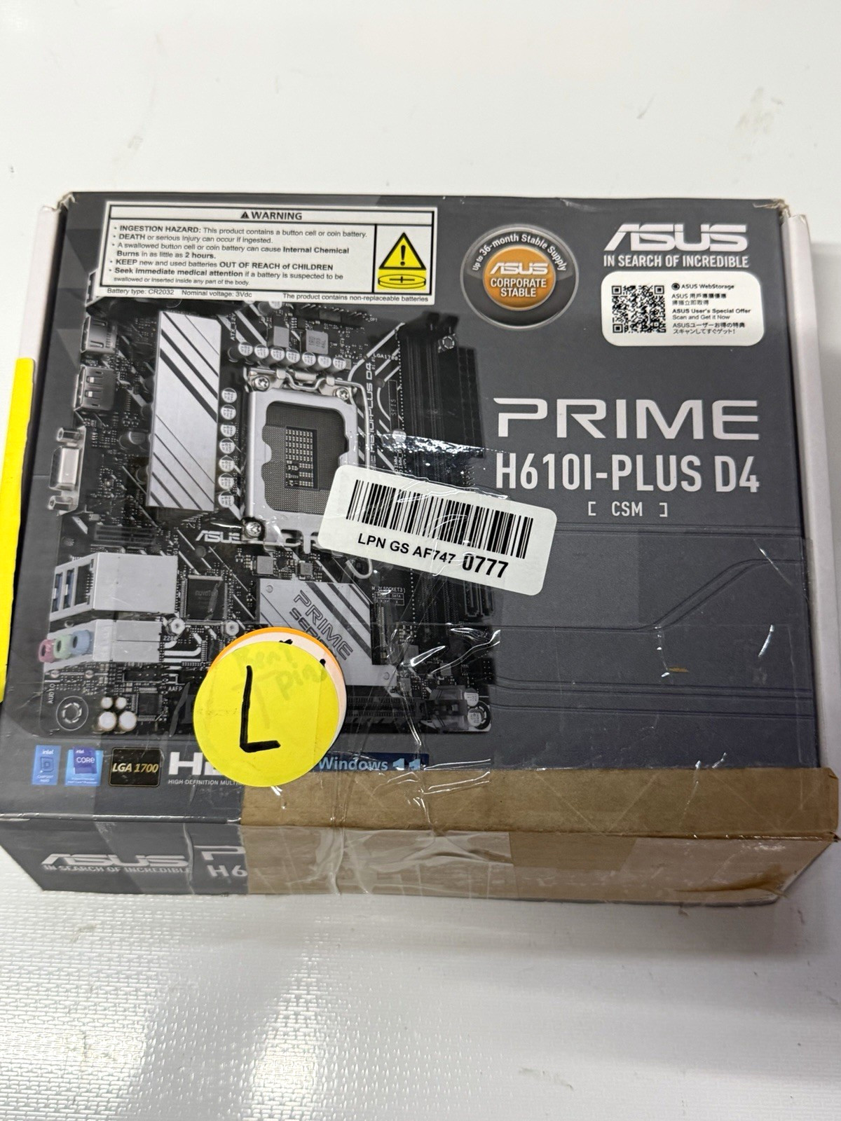 ASUS Prime H610I-PLUS D4 Mini-ITX Intel LGA 1700 DDR4 M.2 PCIe 4.0