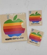 Lot of 3 VIntage  Apple Computer Rainbow Logo Sticker Decal Macintosh 1980s NOS picture