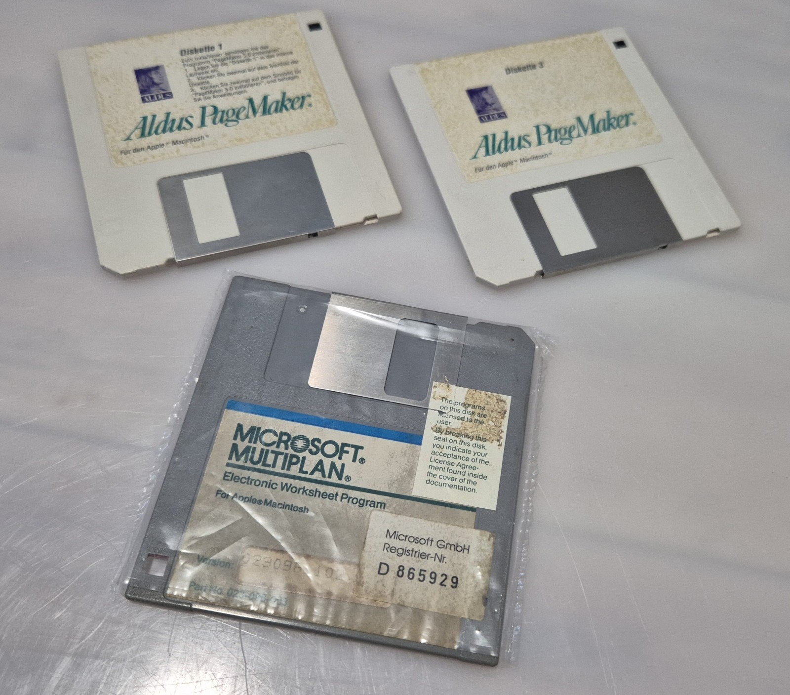 Vintage Mac Software: Aldus PageMaker Disk 1+3 & Microsoft Multiplan Macintosh 