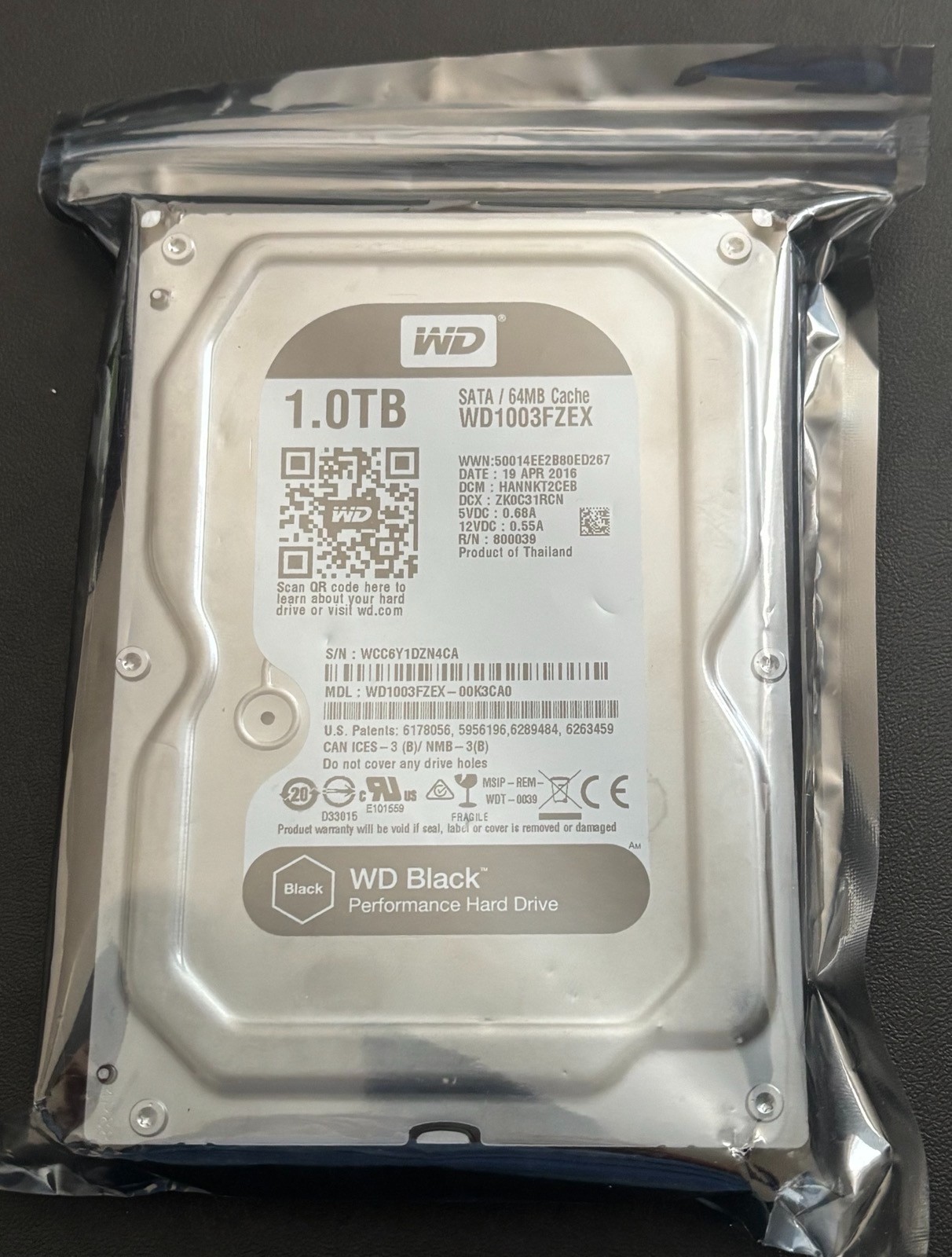 WD Black 1TB Performance Desktop Hard Disk Drive - 7200 RPM SATA 6 Gb/s 64MB Cac