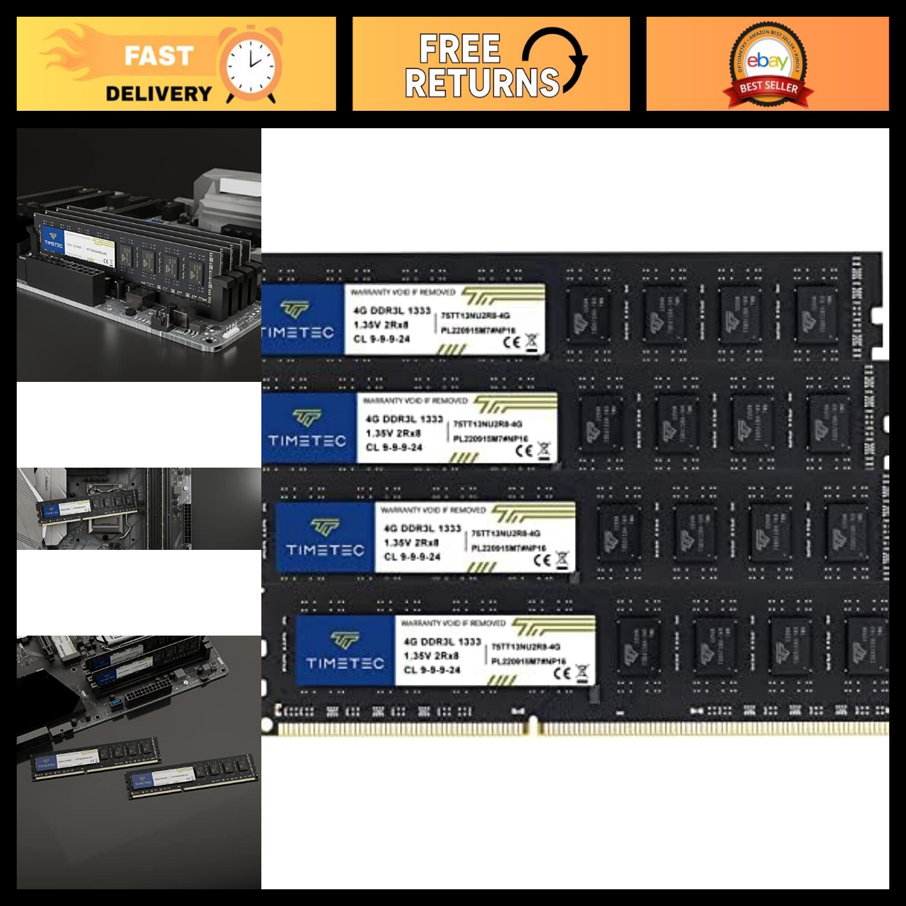 16GB DDR3 RAM Kit (4x4GB) 1333MHz PC3-10600 Non-ECC Unbuffered Desktop Memory Up 16GB DDR3 RAM Kit (4x4GB) 1333MHz PC3-10600 Non-ECC Unbuffered Desktop Memory Up