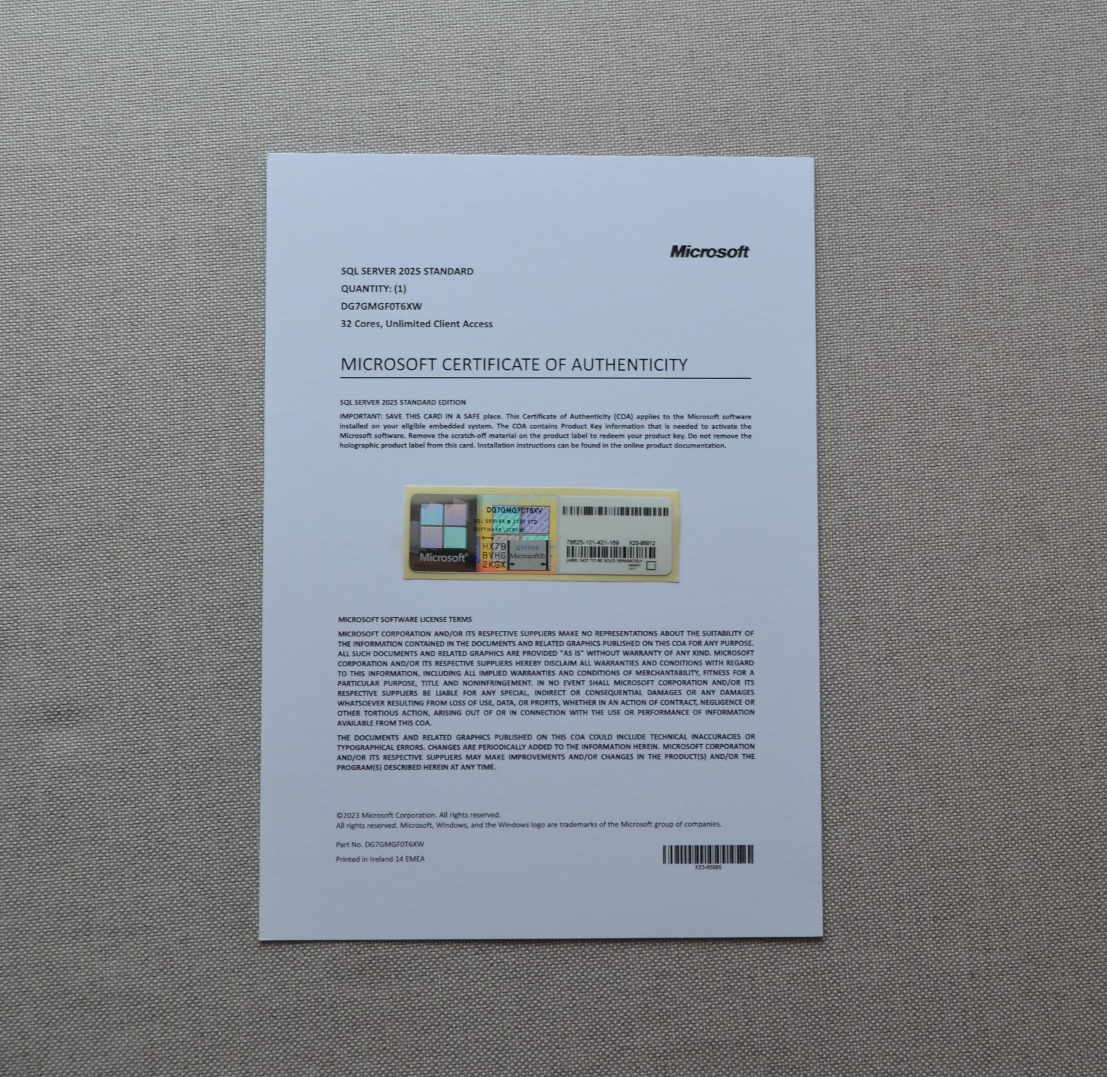 Microsoft SQL Server 2025 Standard 48 Core Unlimited User CALs CoA Authentic. Microsoft SQL Server 2025 Standard 48 Core Unlimited User CALs CoA Authentic.