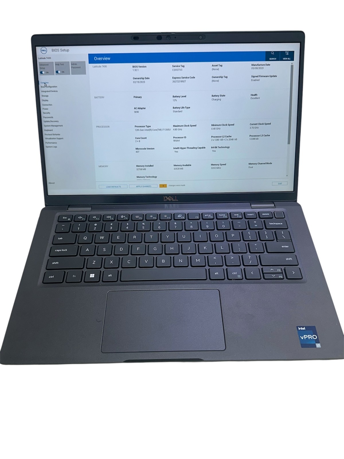 DELL LATITUDE 7430 INTEL i7-1265U @ 4.80GHZ 32GB DDR4 - NO SSD AC OS - USED