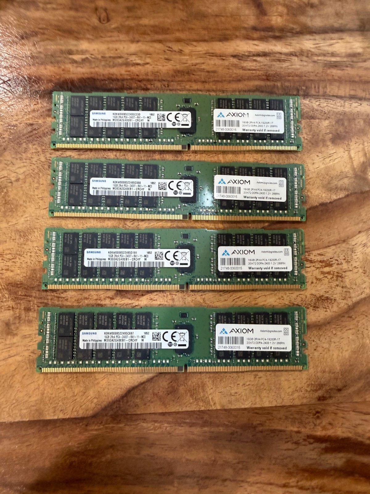 4 x Samsung DDR4 16GB 16GB 2Rx4 PC4-2400T-RA1-11-MC0 M393A2G40EB1-CRC 64G total