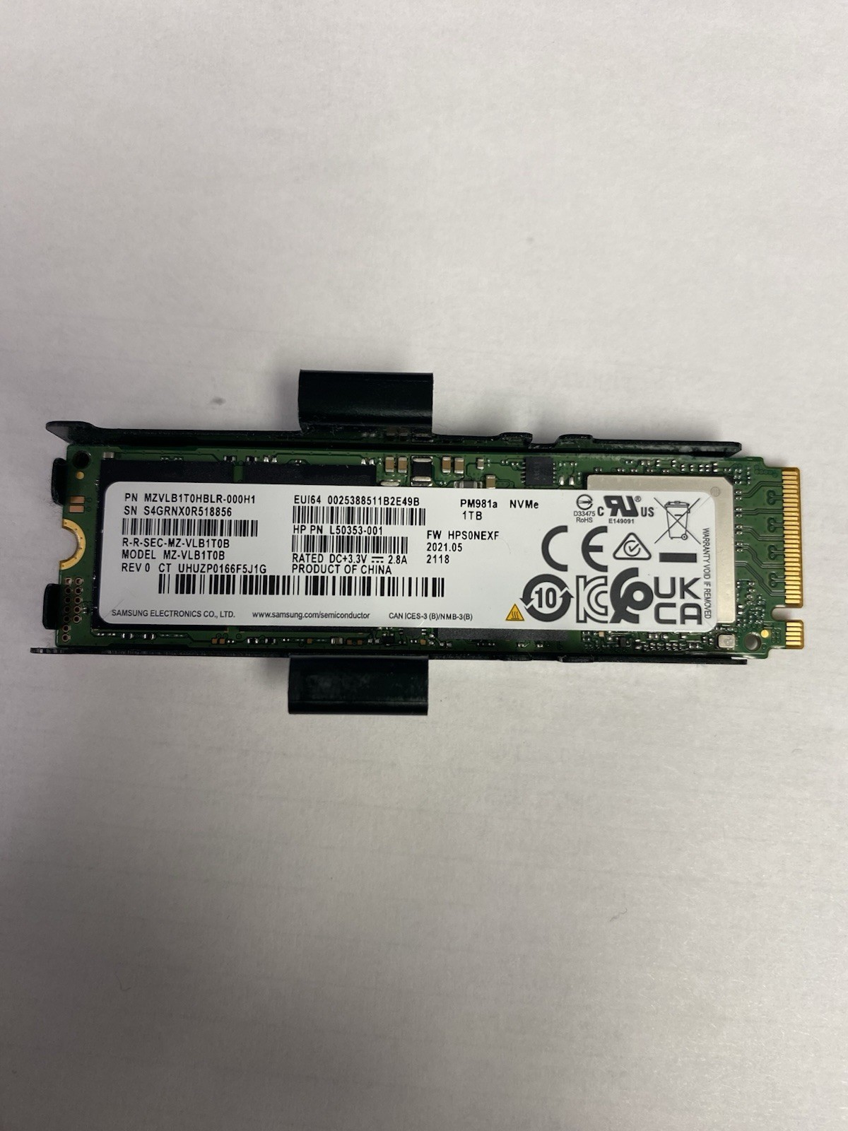 Samsung PM981a 1TB NVMe M.2 2280 SSD MZVLB1T0HBLR-000H1 SMART Tested Samsung PM981a 1TB NVMe M.2 2280 SSD MZVLB1T0HBLR-000H1 SMART Tested