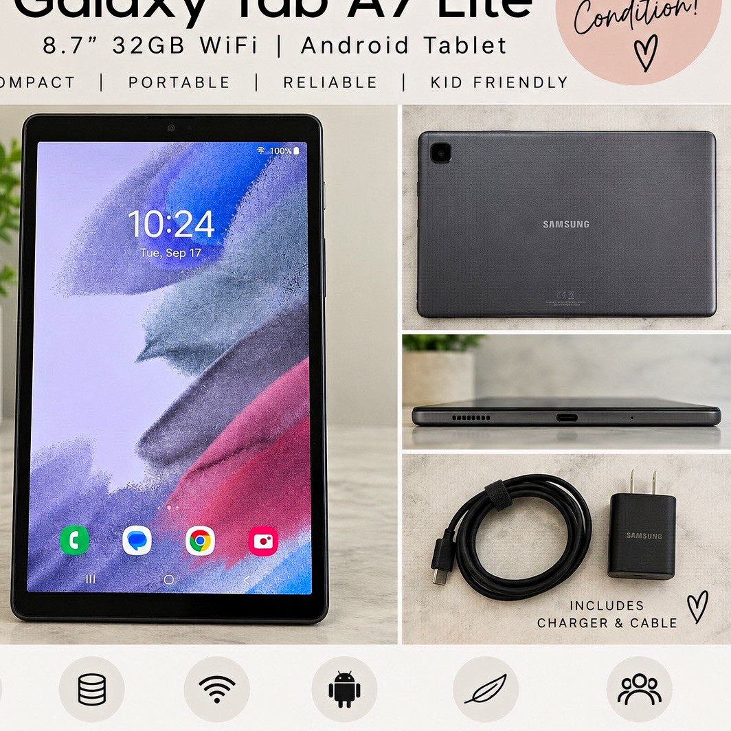 Samsung Galaxy Tab A7 Lite 8.7in 32GB Wi-Fi Android Tablet, Gray