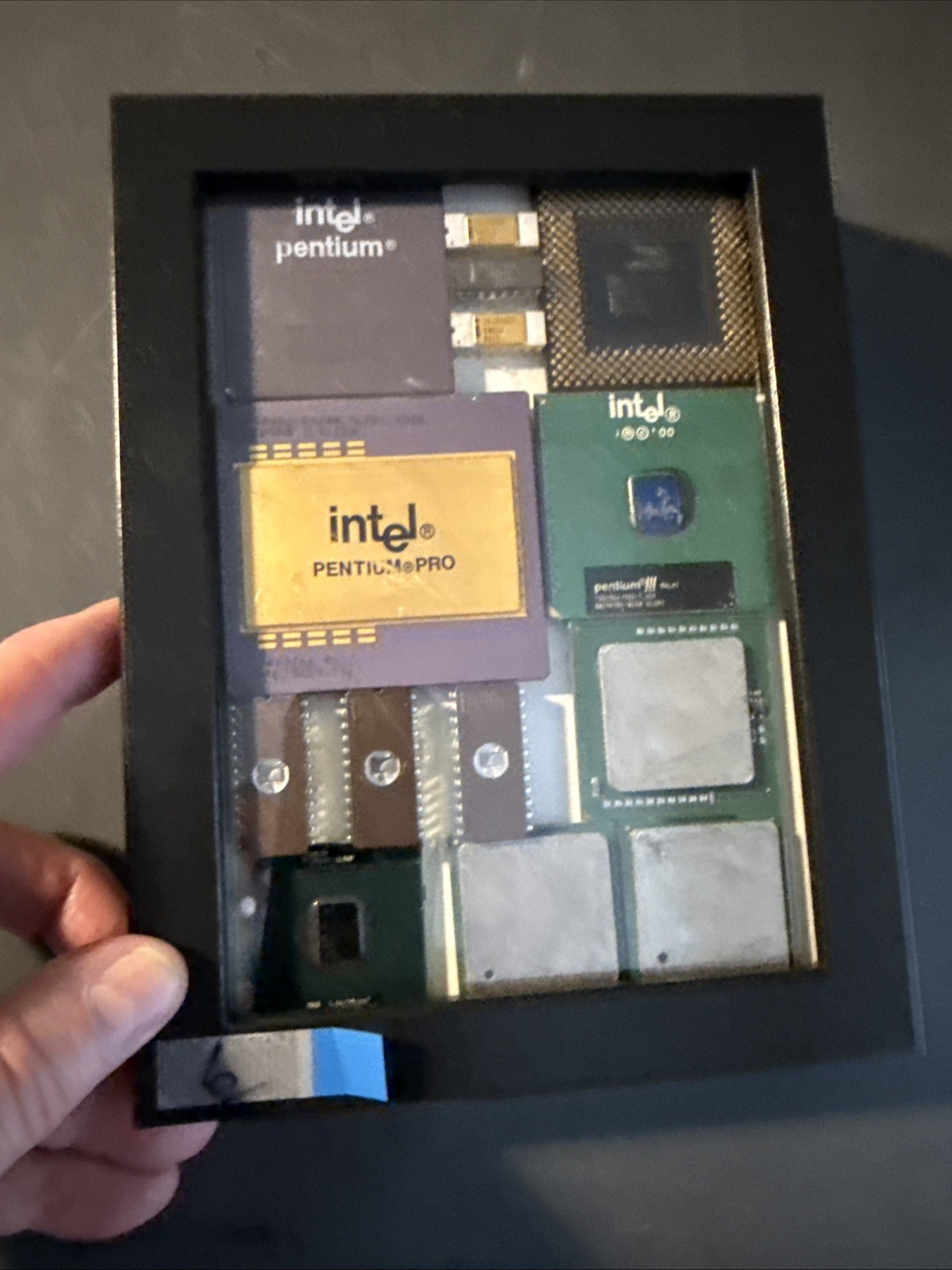 Intel Shadow Box For The Collectors. Vintage Components. All Intel Chips. Rare. Intel Shadow Box For The Collectors. Vintage Components. All Intel Chips. Rare.