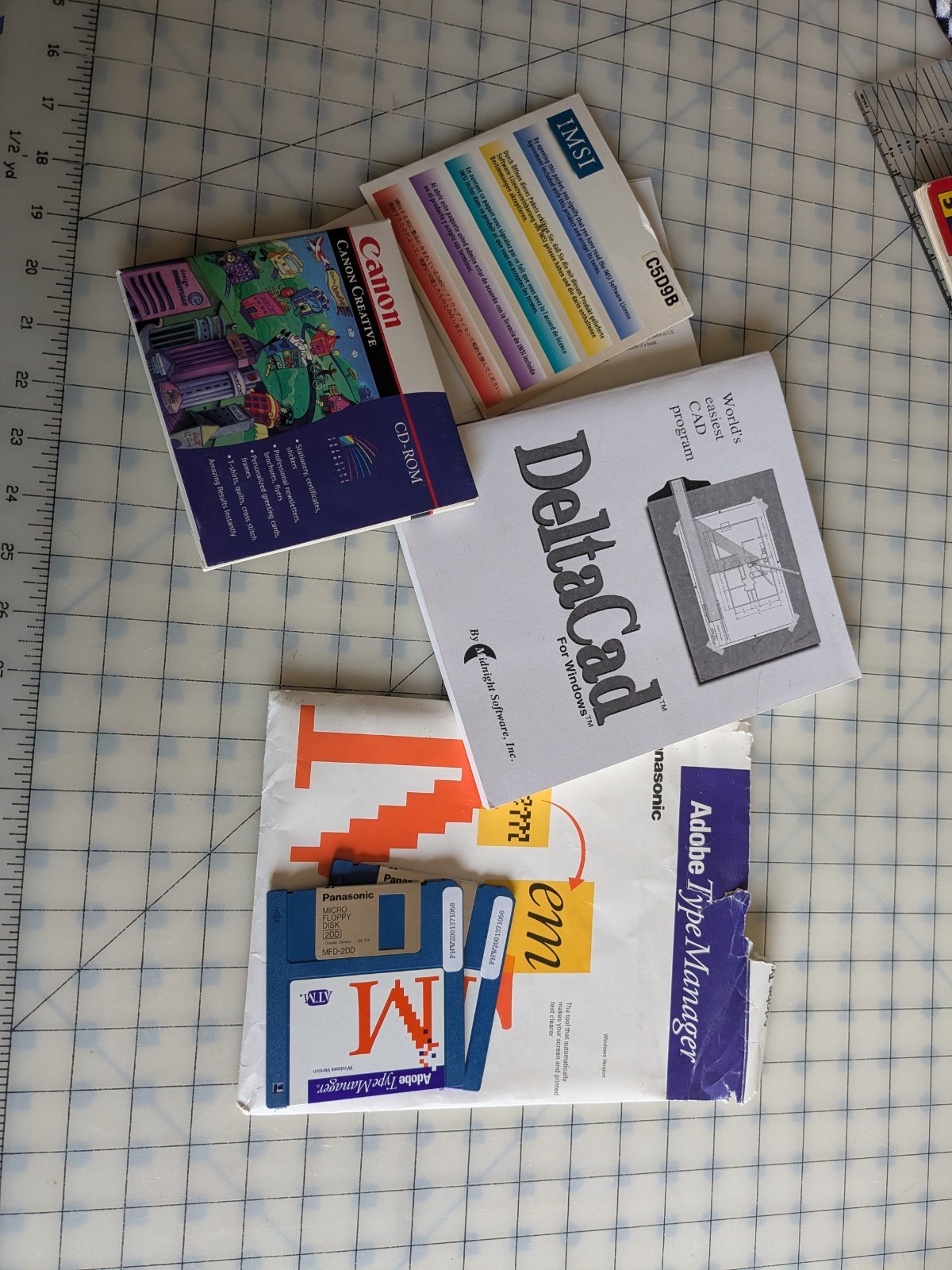 Vintage 90s PC Software Boxed Lot - Canon Creative CIB, TurboCAD, Adobe, DeltaCA