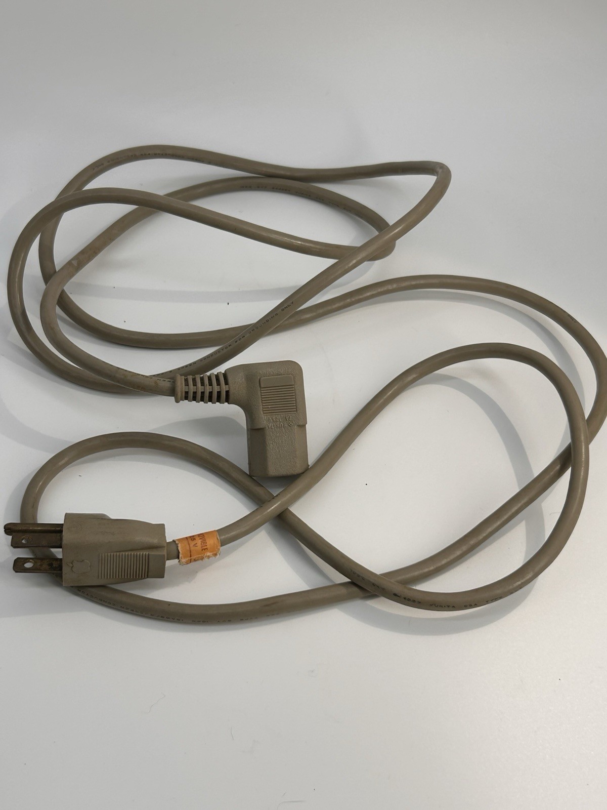 Rare Apple Logo Beige Power Cable L-Shaped Vintage Mac IIe SE/30