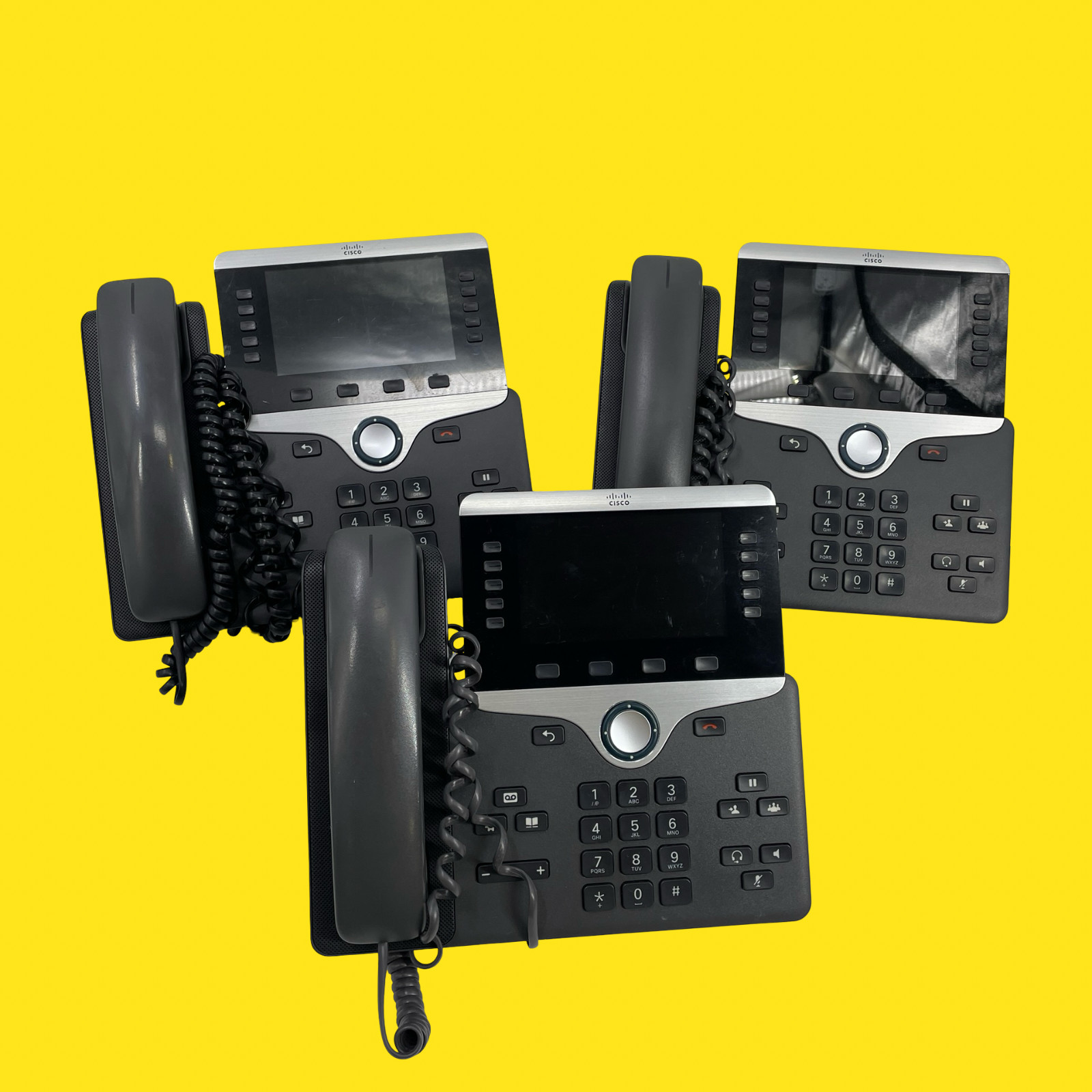Lot of 3 Cisco CP-8811 5-Line VoIP Business Phones for Conferencing #3535 z37/16