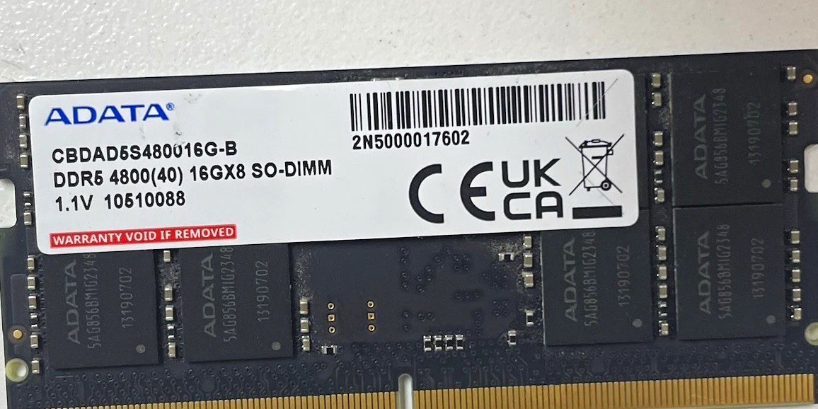 2 ADATA 16GB (32GB) DDR5-4800 DIMM PC5-38400 288-Pin 1x16GB CBDAAD65480016C-B