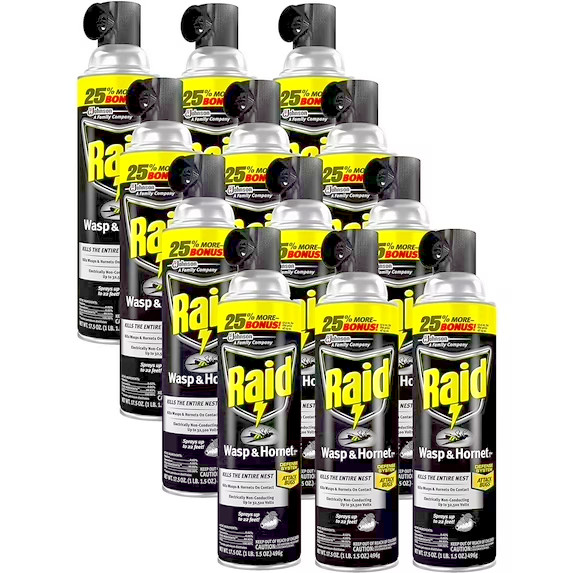 Raid 17.5 oz. Wasp & Hornet Killer Spray (12/CT) New 12 CANS Raid 17.5 oz. Wasp & Hornet Killer Spray (12/CT) New 12 CANS