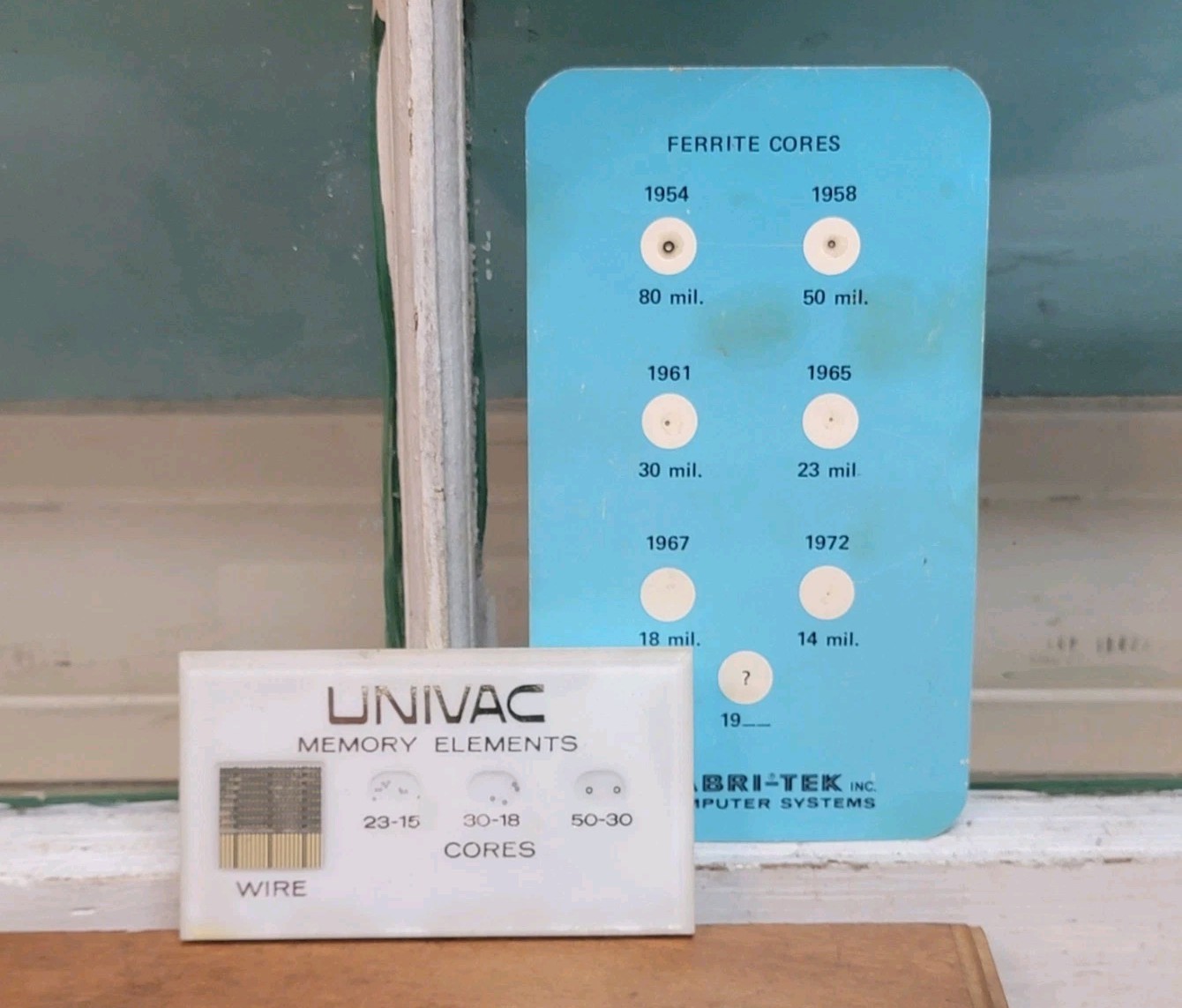 Vintage UNIVAC Ferrite Magnetic Core Memory Plated Wire Promotional Sample Cards Vintage UNIVAC Ferrite Magnetic Core Memory Plated Wire Promotional Sample Cards