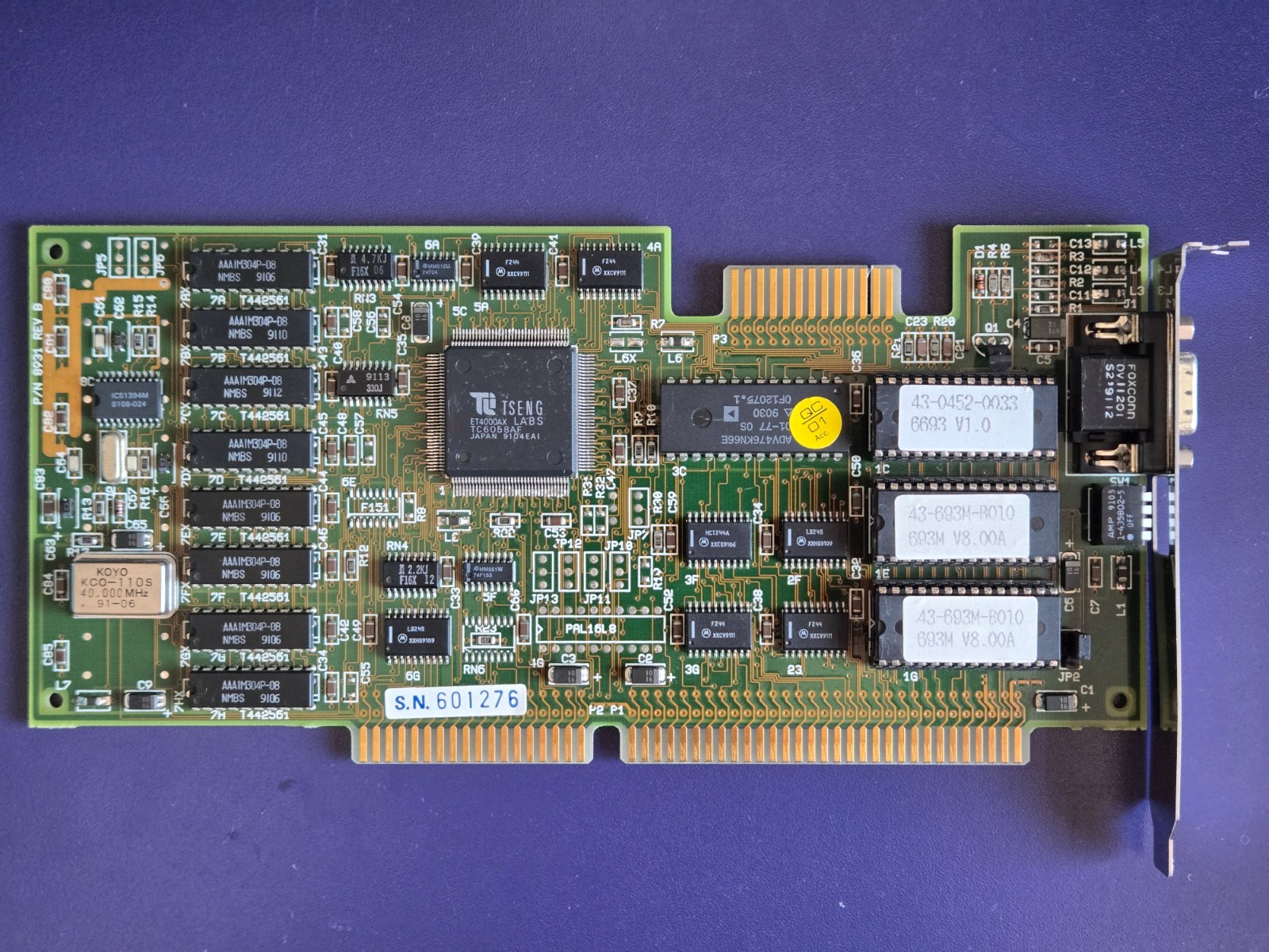 ISA Video Card, Tseng Labs ET4000AX, 1MB (8931 REV B) Vintage, Working ISA Video Card, Tseng Labs ET4000AX, 1MB (8931 REV B) Vintage, Working