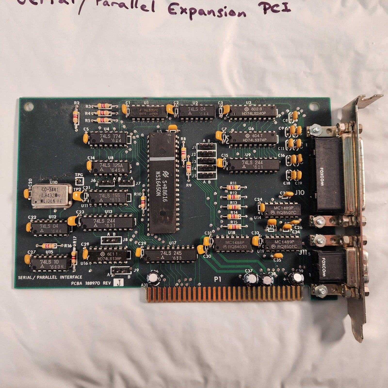 Vintage Serial Parallel Interface ISA Expansion Card PCBA 188970 REV J NS16450N