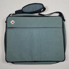 Apple Vintage Rainbow Logo Laptop Briefcase Sage Green Canvas Tech Bag 90s Rare picture