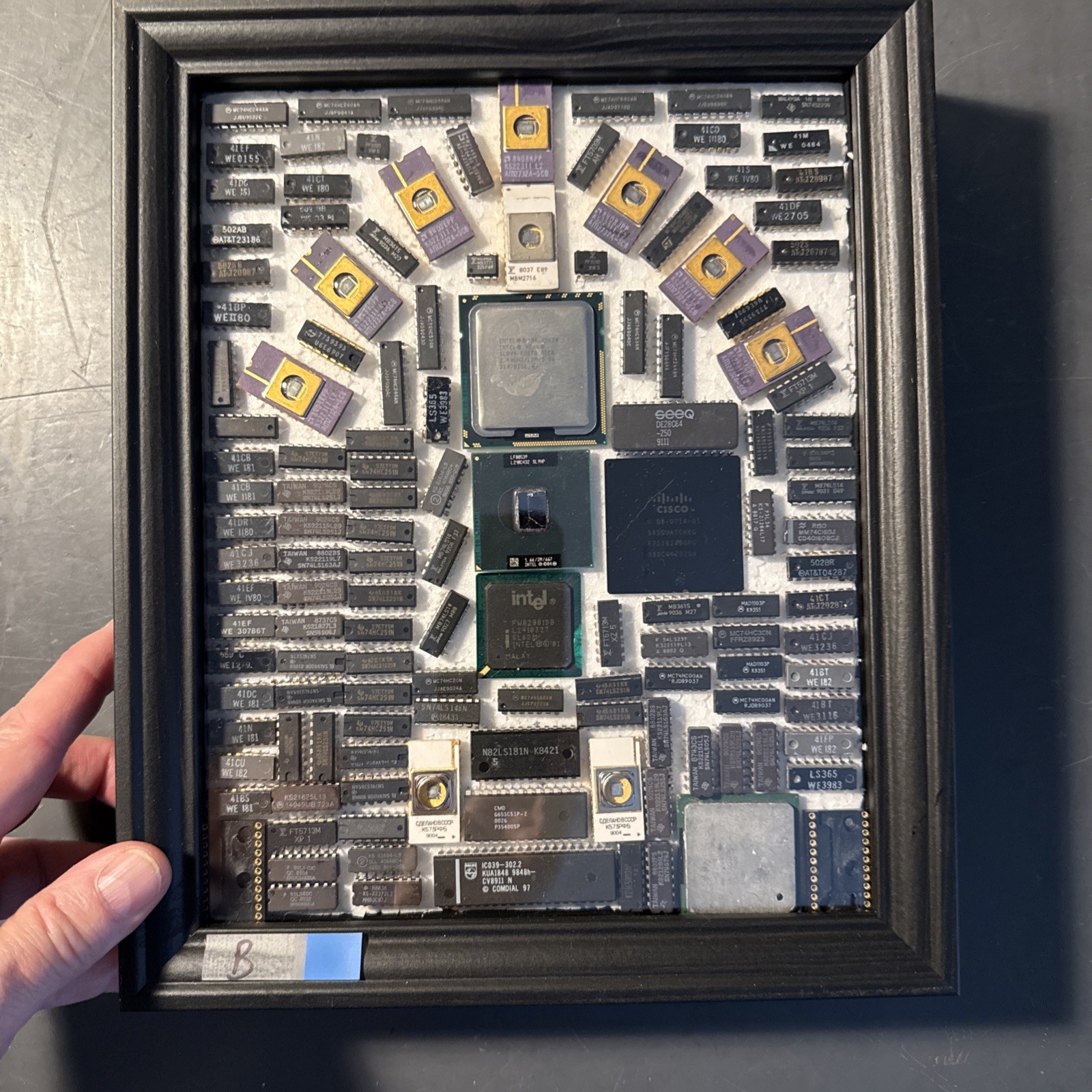 Intel, AMD, WE,ATT, M, CCCP,+ICs, Shadow box Vintage For The Collector. See Info