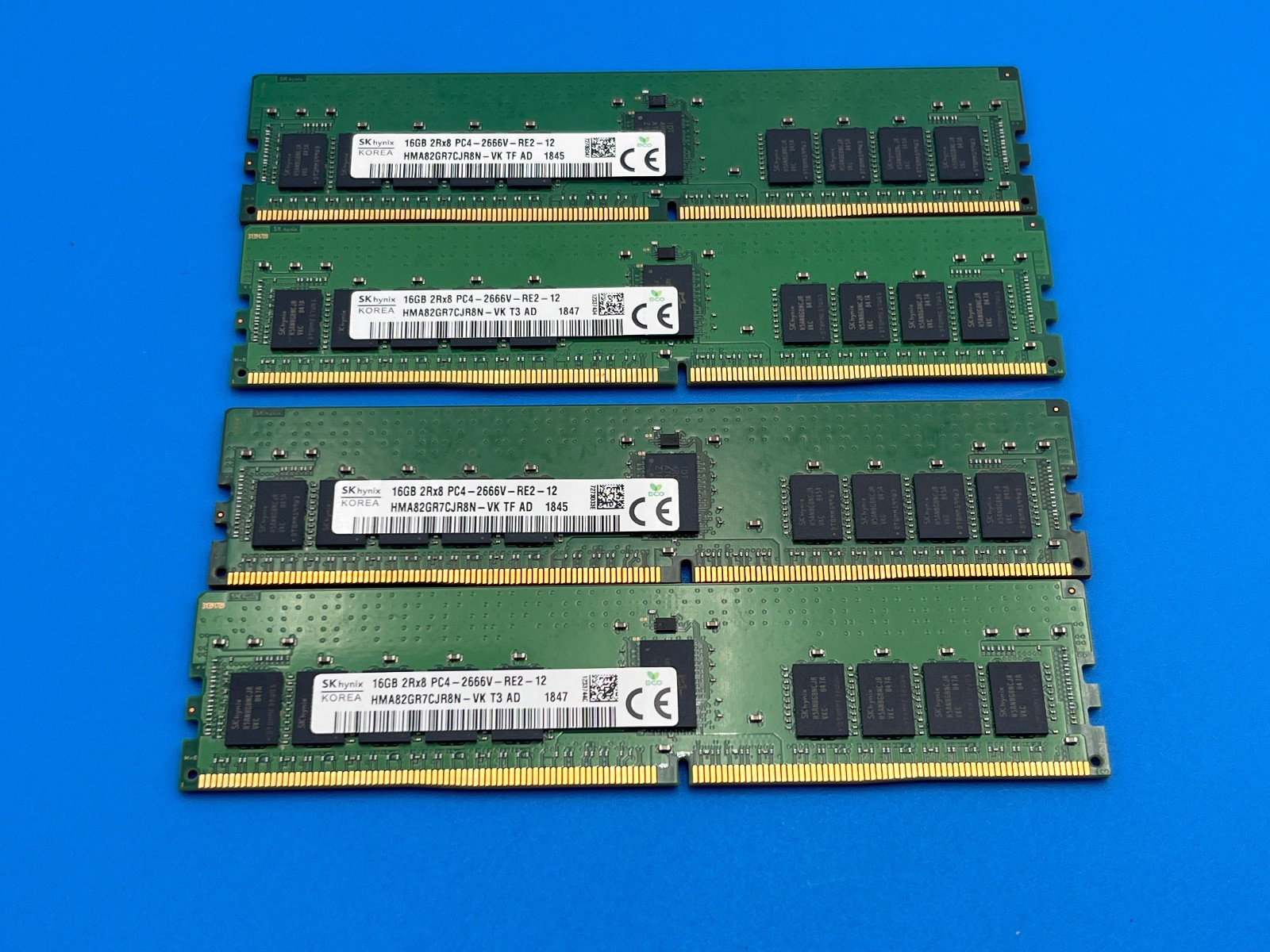 64GB Kit (4x16GB) - 16GB DDR-4 2666V MHz ECC Reg. Hynix HMA82GR7CJR8N-VK Tested