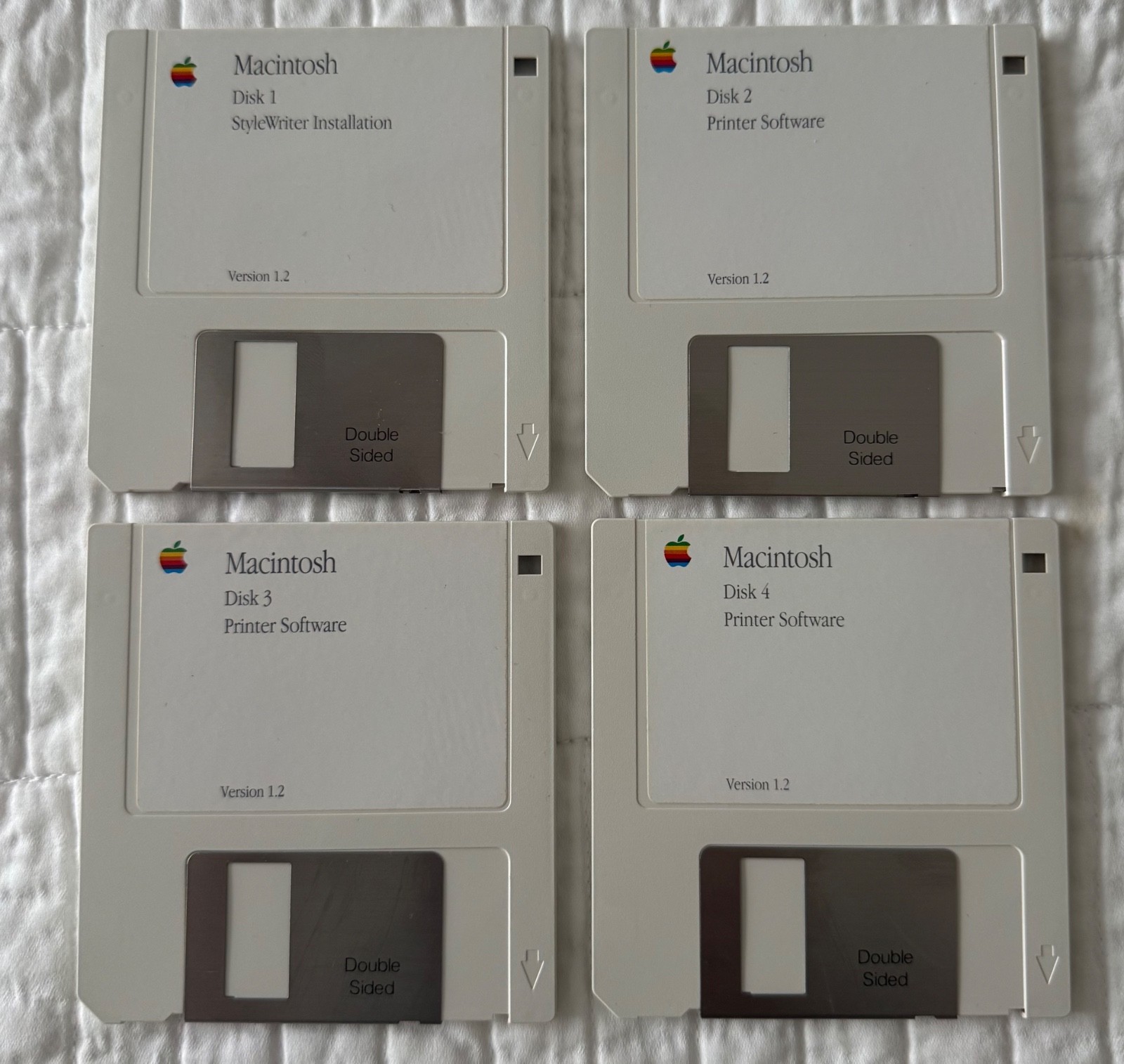 Vintage Apple Macintosh StyleWriter Software 4 Disk Set Version 1.2 3.5” Floppy