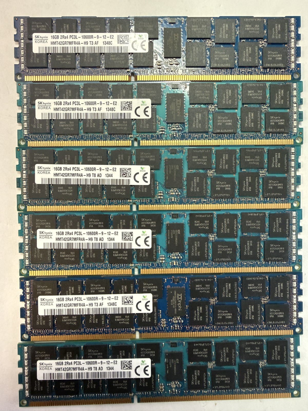 Lot of 6 SK hynix 16GB DDR3L-1333 ECC RDIMM 96GB PC3L-10600R 2Rx4