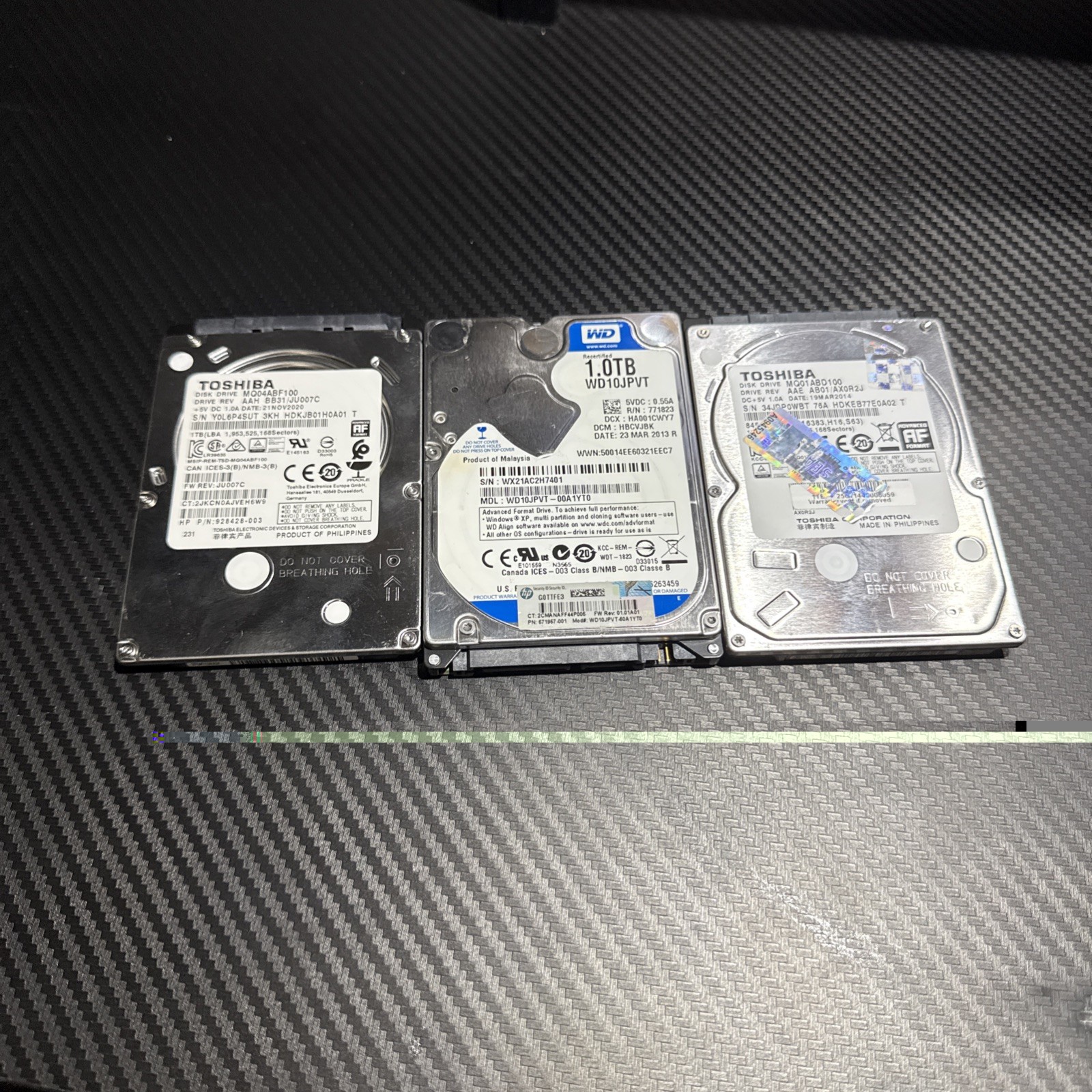 Lot of 3 1TB Samsung WD Toshiba SATA 2.5\