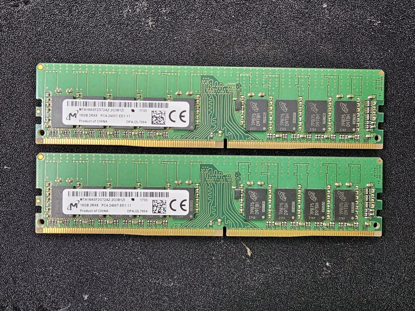 32GB 2x Micron 16GB 2Rx8 MTA18ASF2G72AZ PC4-19200 DDR4-2400 ECC RAM TESTED 32GB 2x Micron 16GB 2Rx8 MTA18ASF2G72AZ PC4-19200 DDR4-2400 ECC RAM TESTED