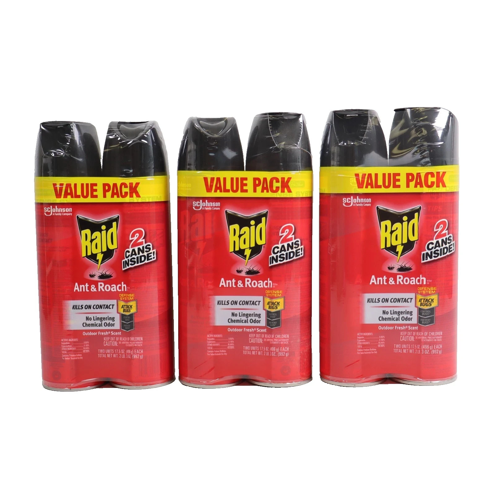 6 Cans Raid Ant & Roach Killer Spray Cans 17.5 oz (6-pack) 6 Cans Raid Ant & Roach Killer Spray Cans 17.5 oz (6-pack)