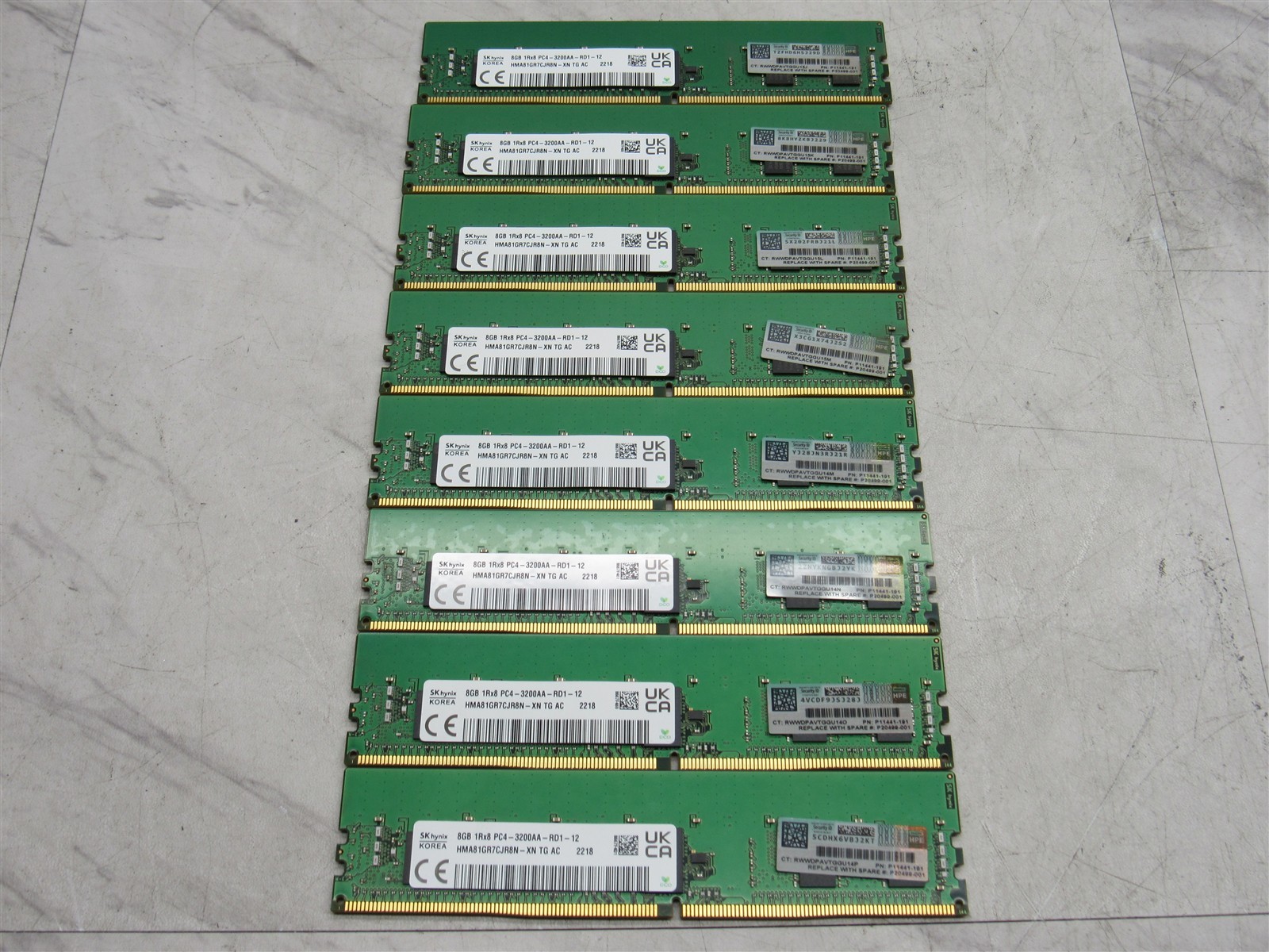 8 LOT SK Hynix 8GB 1Rx8 PC4-3200 HMA81GR7CJR8N-XN ECC DDR4 RDIMM server RAM 8 LOT SK Hynix 8GB 1Rx8 PC4-3200 HMA81GR7CJR8N-XN ECC DDR4 RDIMM server RAM