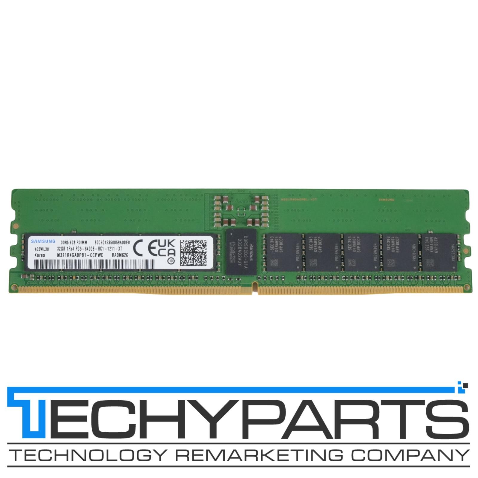 Samsung M321R4GA0PB1-CCPWC 32GB 1Rx4 DDR5-6400 PC5-51200 CL52 REG ECC 288p RDIMM Samsung M321R4GA0PB1-CCPWC 32GB 1Rx4 DDR5-6400 PC5-51200 CL52 REG ECC 288p RDIMM
