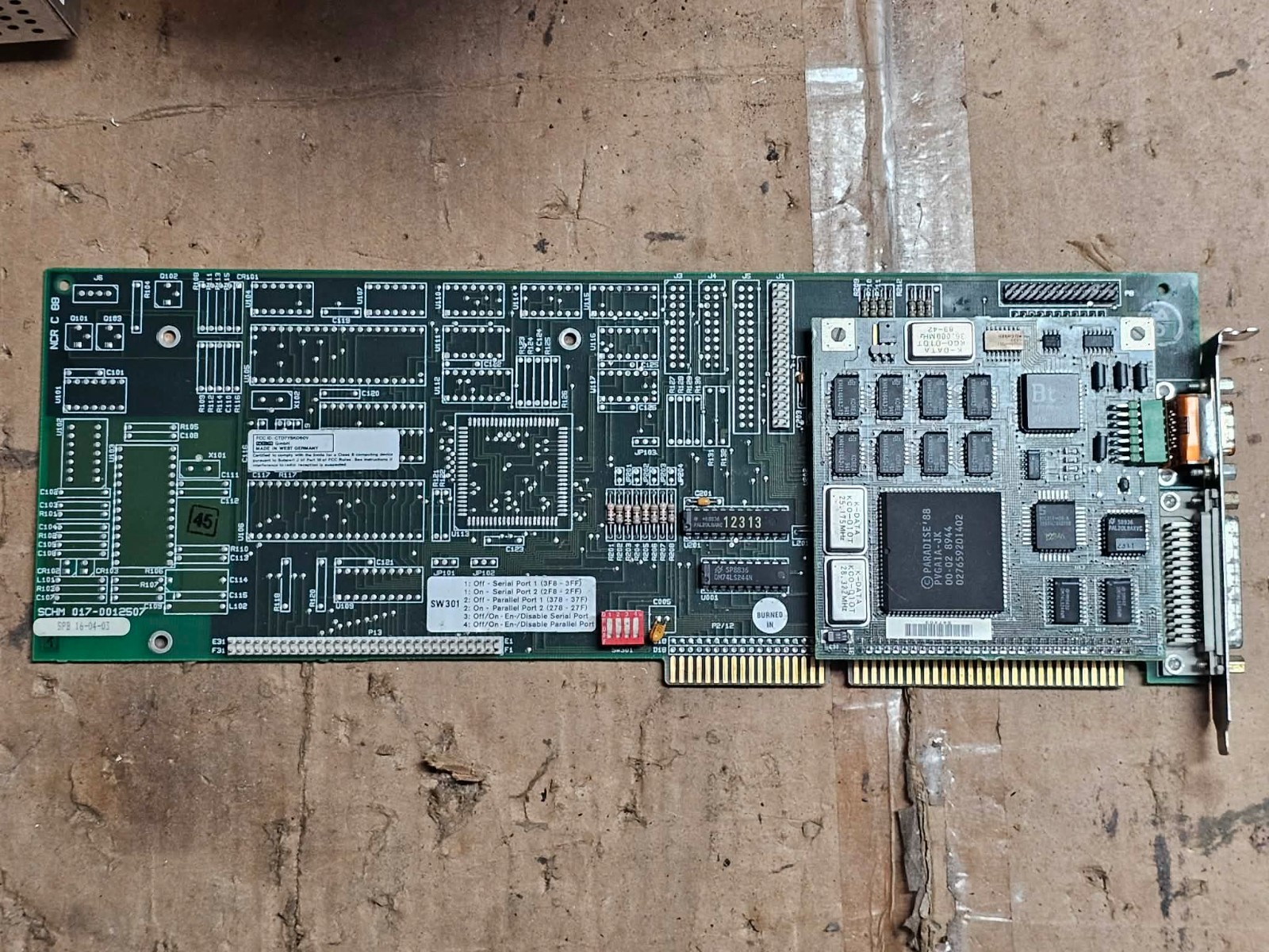 RARE Vintage NCR Paradise PVGA1A ISA VGA Video Card 256KB RAM Made in Germany