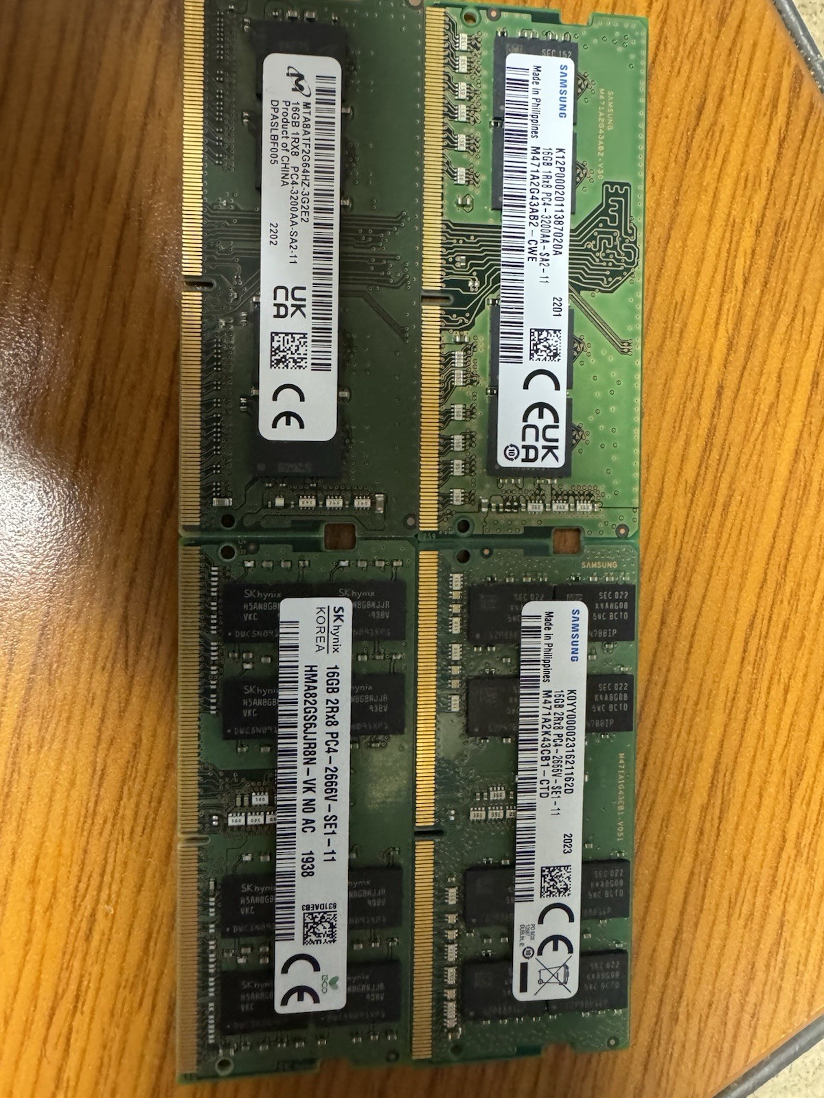 Lot Of FOUR 16GB Laptop Memory Sticks